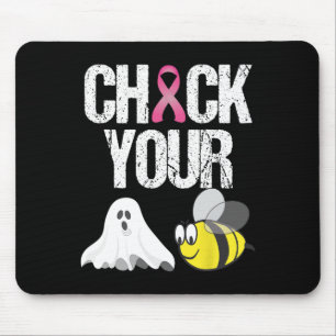Check Your Boo Bees Fun Breast Cancer Halloween Gi Mouse Pad