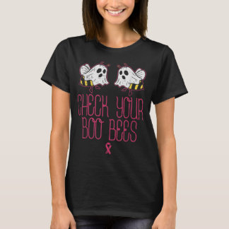 Check Your Boo Bees Funny Breast Cancer Awareness  T-Shirt