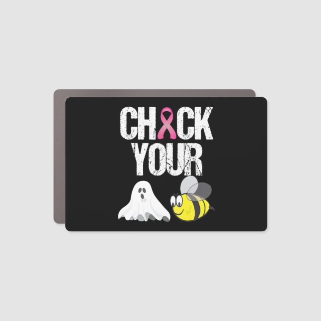 Check Your Boo Bees Funny Breast Cancer Halloween Car Magnet (Front)