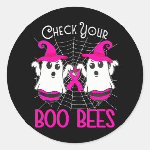 Check Your Boo Bees Funny Breast Cancer Halloween Classic Round Sticker