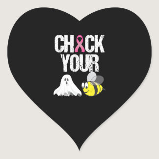 Check Your Boo Bees Funny Breast Cancer Halloween Heart Sticker