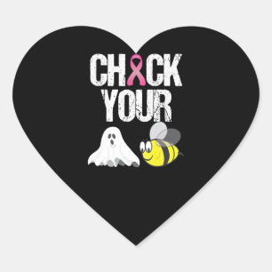 Check Your Boo Bees Funny Breast Cancer Halloween Heart Sticker