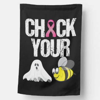 Check Your Boo Bees Funny Breast Cancer Halloween House Flag