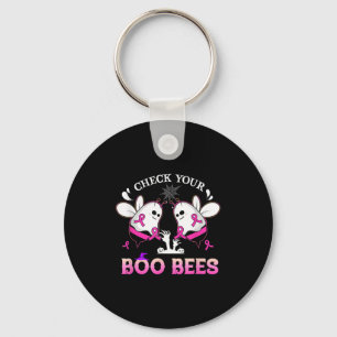 Check Your Boo Bees Funny Breast Cancer Halloween Keychain