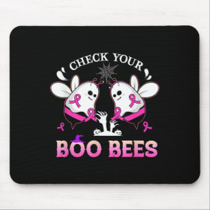 Check Your Boo Bees Funny Breast Cancer Halloween Mouse Pad