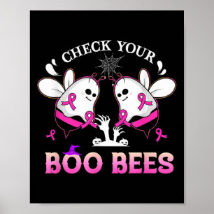 Check Your Boo Bees Funny Breast Cancer Halloween Poster