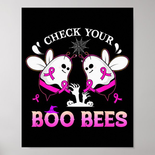 Check Your Boo Bees Funny Breast Cancer Halloween  Poster (Front)