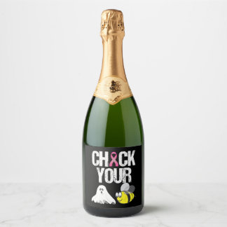 Check Your Boo Bees Funny Breast Cancer Halloween Sparkling Wine Label