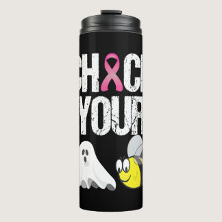 Check Your Boo Bees Funny Breast Cancer Halloween Thermal Tumbler