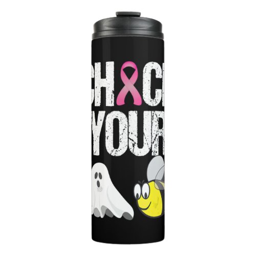 Check Your Boo Bees Funny Breast Cancer Halloween Thermal Tumbler