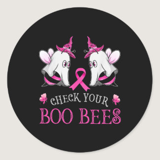 Check Your Boo Bees Funny Pink Breast Cancer Aware Classic Round Sticker