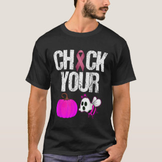 Check Your Boo Bees Pumpkin Funny Breast Cancer Ha T-Shirt