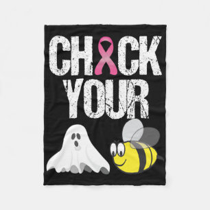 Check Your Boo Bees Shirt Funny Breast Cancer Hall Fleece Blanket