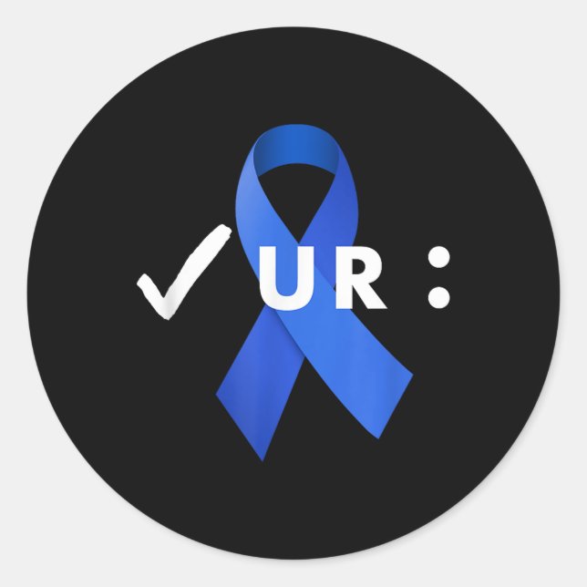 Check Your Colon, Colonoscopies. Colon Cancer Awar Classic Round Sticker (Front)