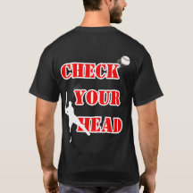 CHECK YOUR HEAD – Humorous Baseball Sports Graphic