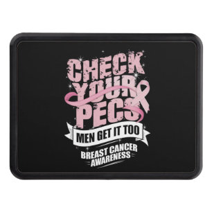 Check Your Pecs Men Breast Cancer Awareness Hitch Cover