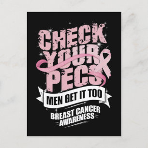 Check Your Pecs Men Breast Cancer Awareness Postcard