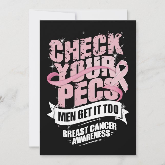 Check Your Pecs Men Breast Cancer Awareness Thank You Card (Front)