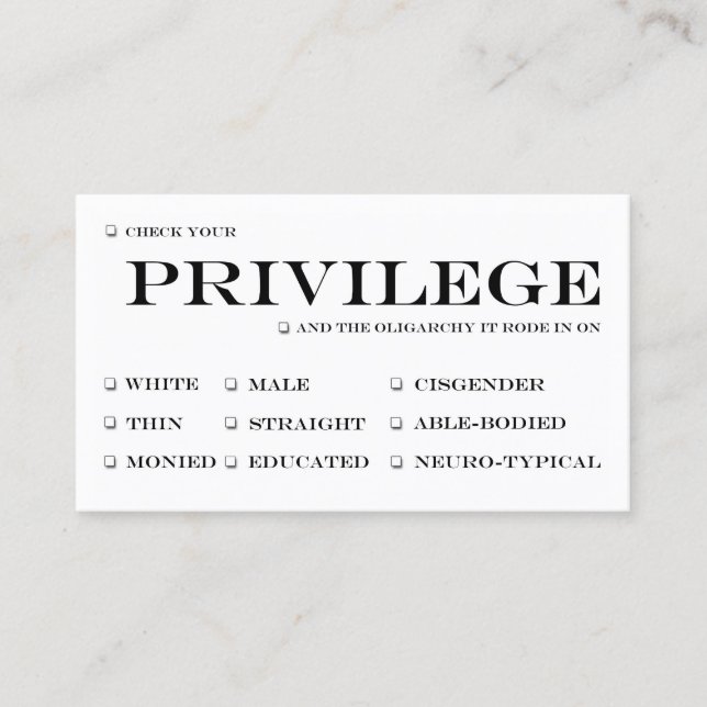 Check Your Privilege Business Cards (Front)