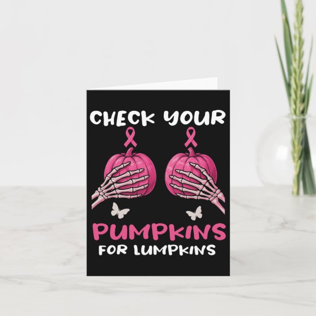 Check Your Pumpkins Breast Cancer Awareness Hallow Card (Front)
