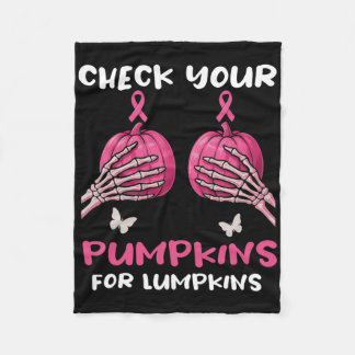 Check Your Pumpkins Breast Cancer Awareness Hallow Fleece Blanket