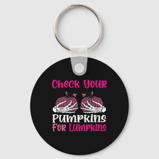 Check Your Pumpkins Breast Cancer Awareness Hallow Keychain