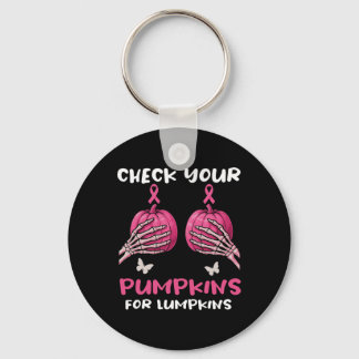 Check Your Pumpkins Breast Cancer Awareness Hallow Keychain