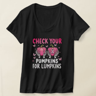 Check Your Pumpkins for Lumpkins Breast Cancer Awa T-Shirt