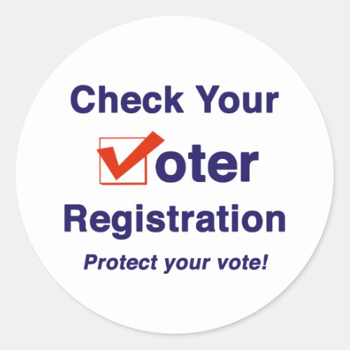 Check Your Voter Registration 2024 Election Classic Round Sticker