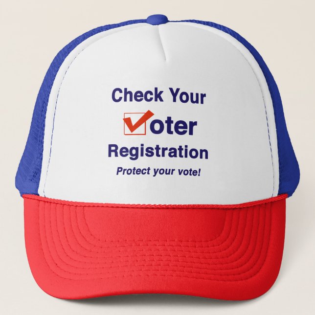 Check Your Voter Registration 2026 Election Trucker Hat (Front)