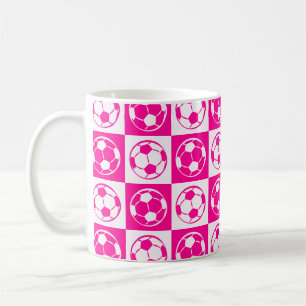 Checkboard Football / Soccer Ball Pattern - Pink Coffee Mug