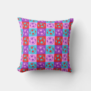 Checkboard Football / Soccer Ball Pattern Throw Pillow