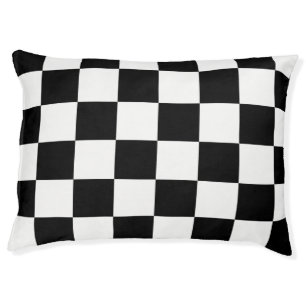 Checked Black and White Checkered Check Pattern Pet Bed
