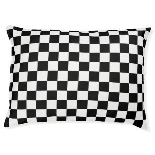 Checked Black and White Checkered Check Pattern Pet Bed
