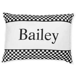 Checked Black and White Personalized Pet Bed