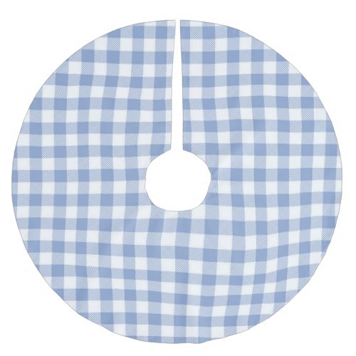 Checked Blue Gingham Classic  Brushed Polyester Tree Skirt