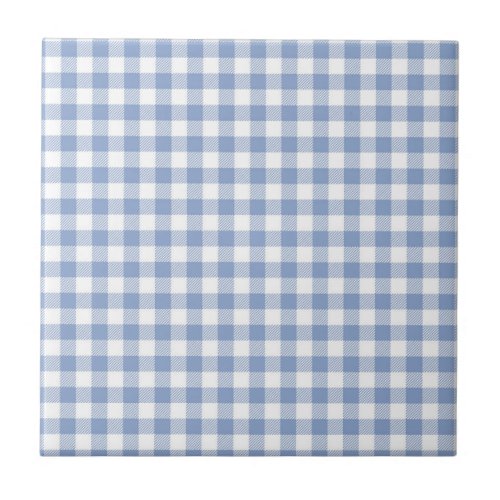 Checked Blue Gingham Classic  Ceramic Tile