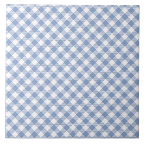 Checked Blue Gingham Classic  Ceramic Tile