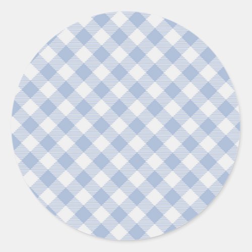 Checked Blue Gingham Classic  Classic Round Sticker
