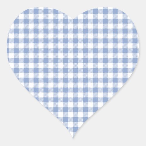 Checked Blue Gingham Classic  Heart Sticker