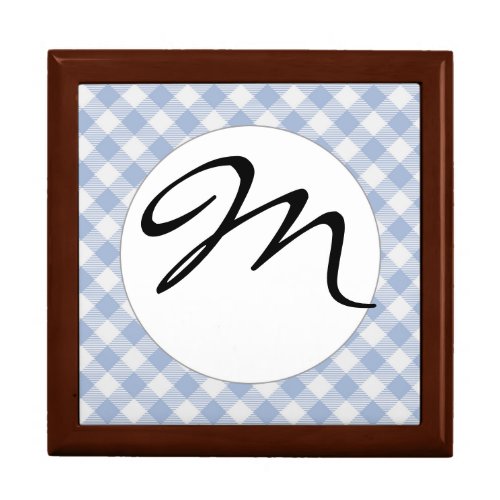 Checked Blue Gingham Classic  Jewelry Box
