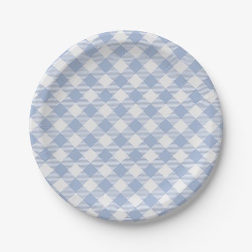 Checked Blue Gingham Classic  Paper Plates
