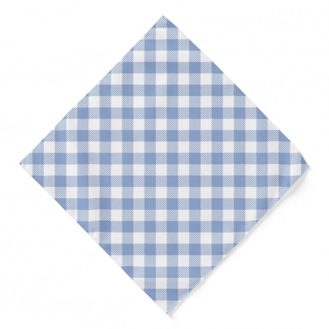 Checked Blue Gingham Classic Pattern Bandana (Front)