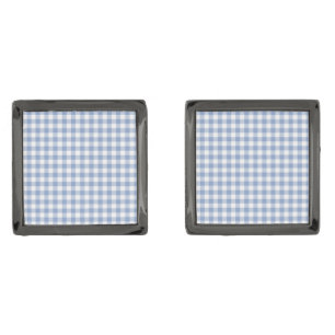 Checked Blue Gingham Classic Pattern Cufflinks