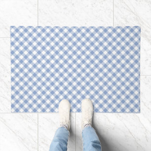 Checked Blue Gingham Classic Pattern Doormat