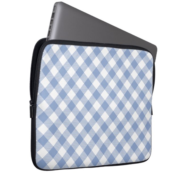 Checked Blue Gingham Classic Pattern Laptop Sleeve (Front Right)