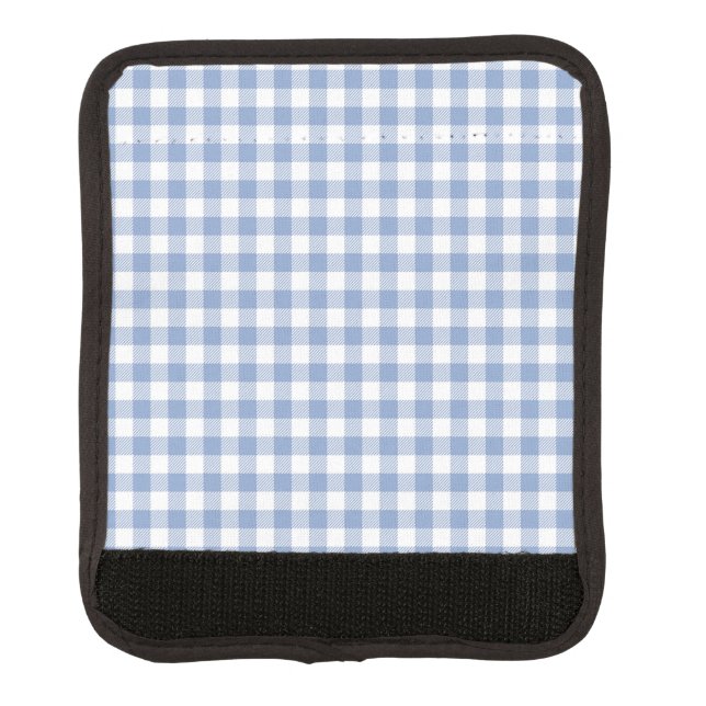 Checked Blue Gingham Classic Pattern Luggage Handle Wrap (Front)