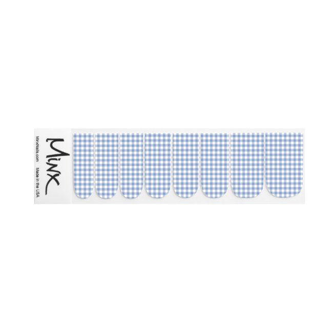 Checked Blue Gingham Classic Pattern Minx Nail Art (Right Hand)