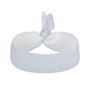 Checked Blue Gingham Classic Pattern Ribbon Hair Tie