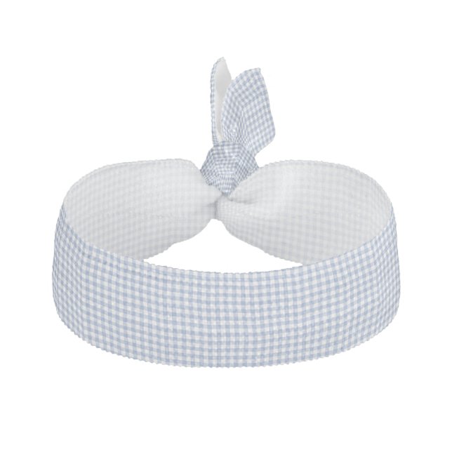 Checked Blue Gingham Classic Pattern Ribbon Hair Tie (Front)